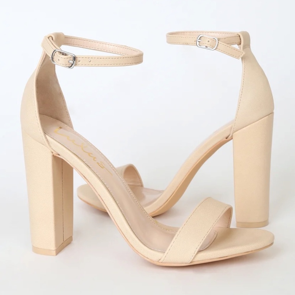 Lulus-Taylor Naked Vanilla Ankle Strap Heels